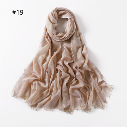 Women's Color Soft Thin Golden Sier Cord Scarfs