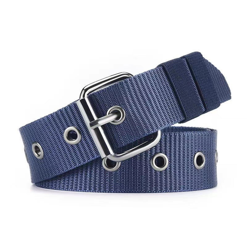 Women's & Men's Canvas Green Decoration Jeans Strap Porous Belts