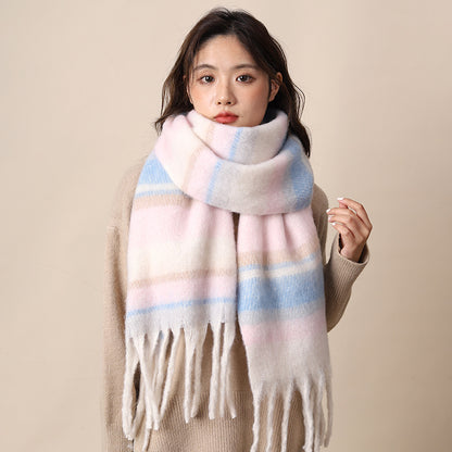 Women's Plaid Korean Thickened British Shawl High-grade Scarfs