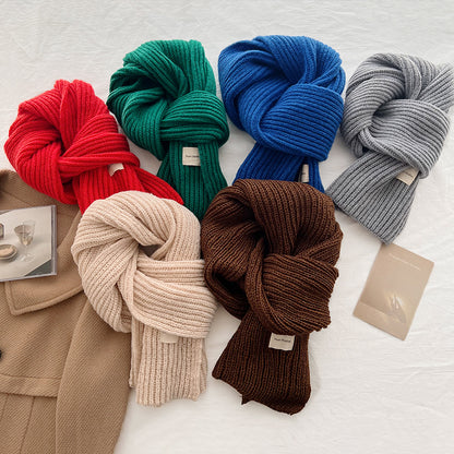 Solid Color Knitted Wool For Male Female Scarfs