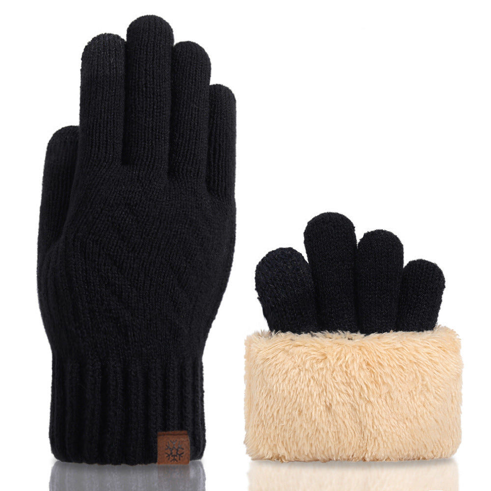 Men's Touch Screen Warm Wool Outdoor Windproof Gloves