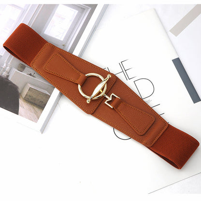 Women's With Skirt Trendy Elastic Stretch Dress Outerwear Decorative Belts