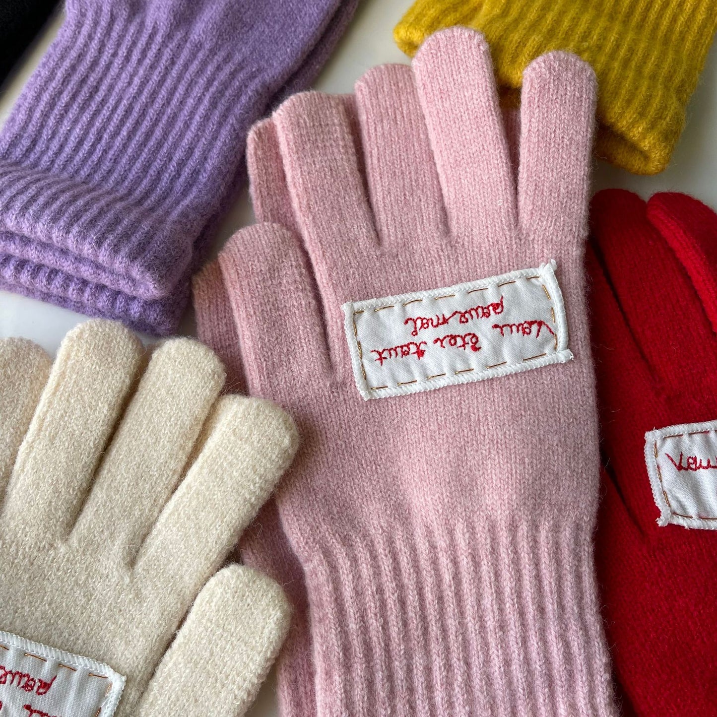 Korean Style Hand-made Pink Cute Warm Gloves