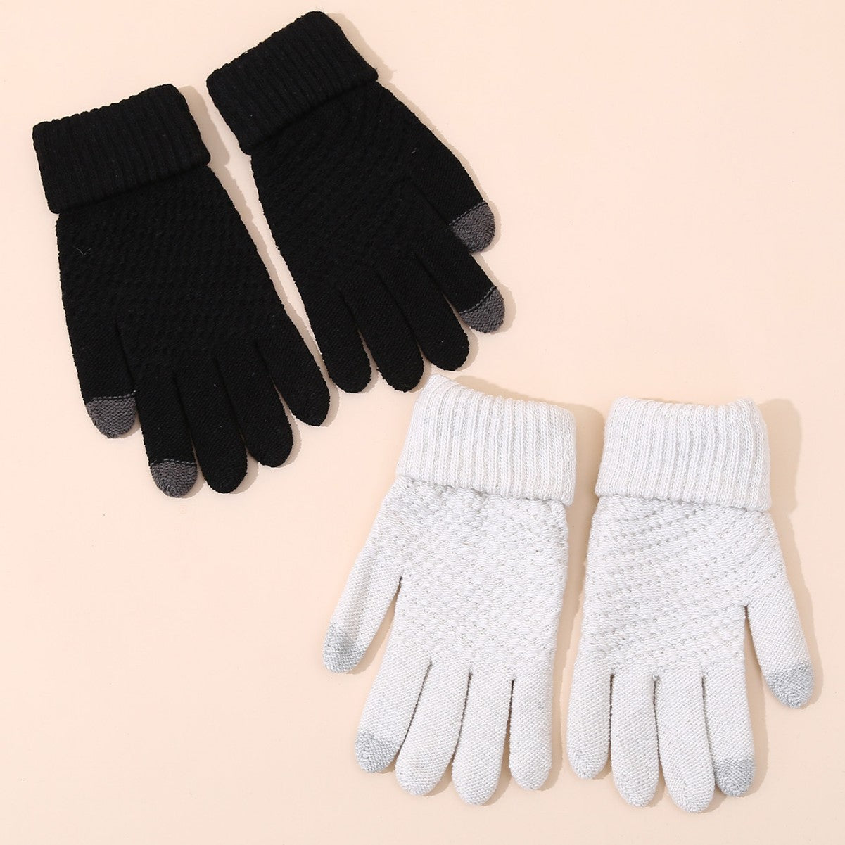 Women's Pattern Jacquard Fleece Lining Thickened Outdoor Cycling Warm Gloves