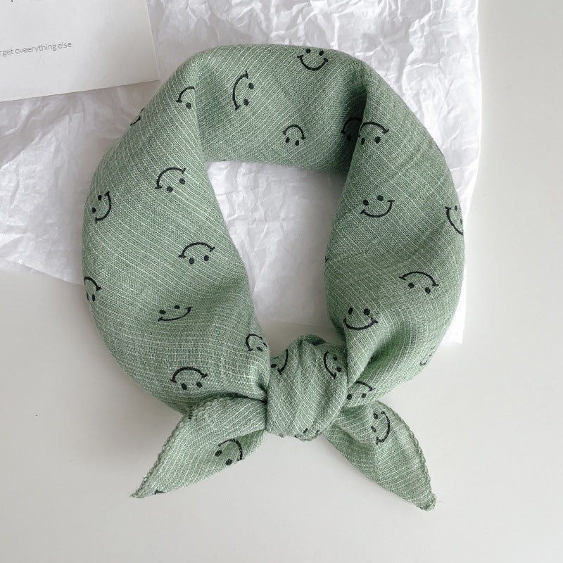 Women's & Men's Smiley Face Cotton Linen Thin Kerchief Scarfs