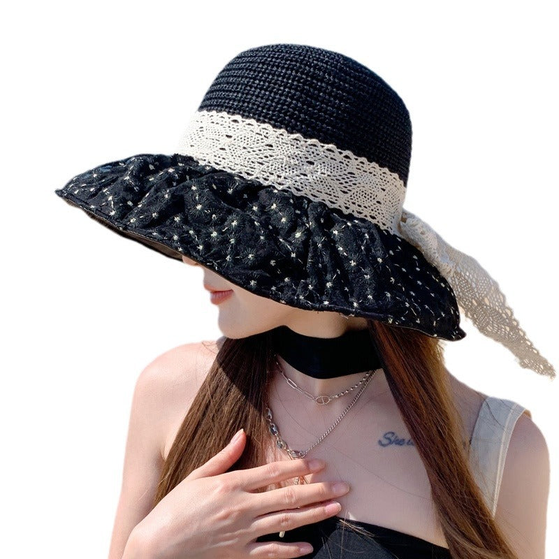 Women's Summer Hat Mesh Floral Bucket Sun Protection Lace Hats & Caps