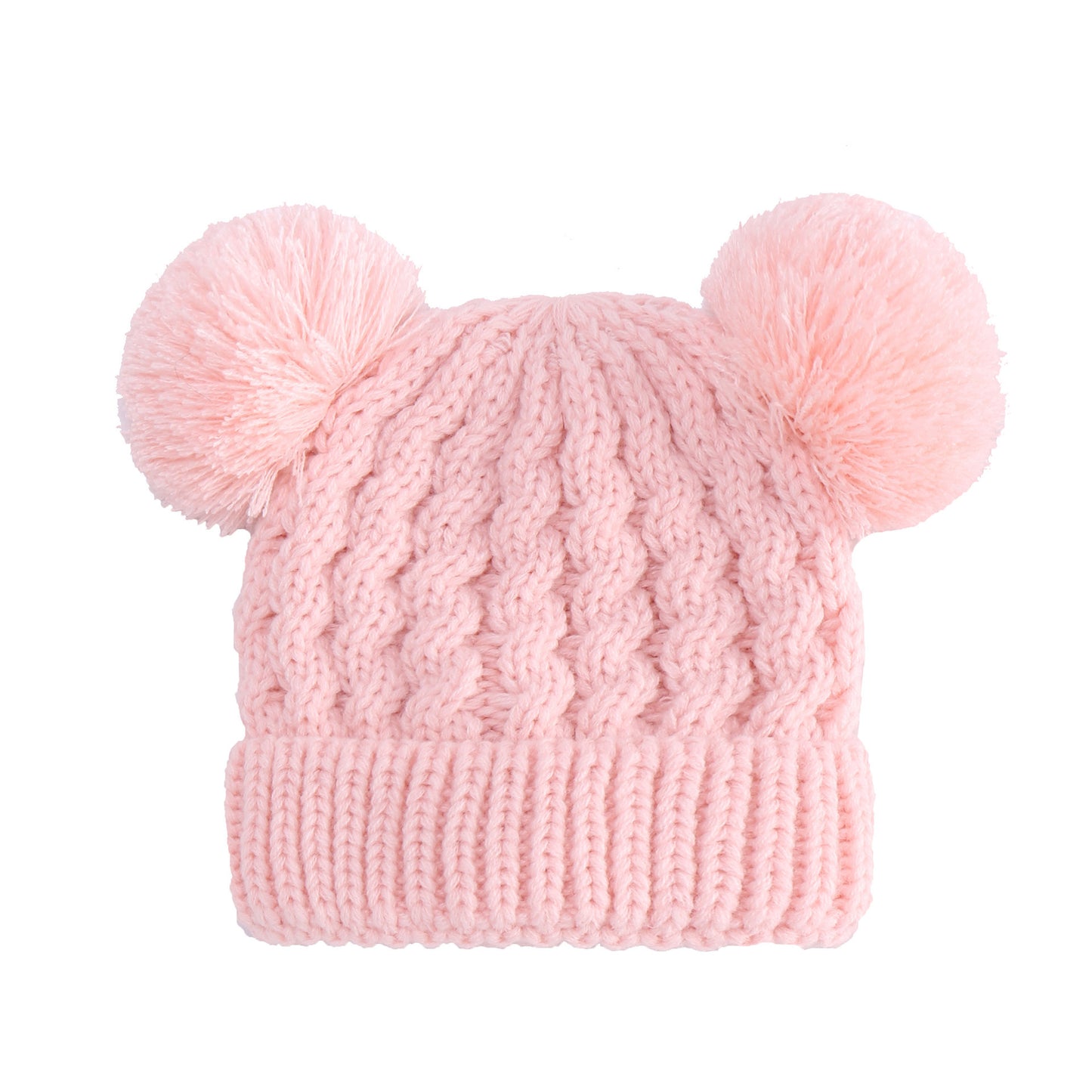 Children's Twisted Woolen Yarn Double Ball Hat Kids' Headwear