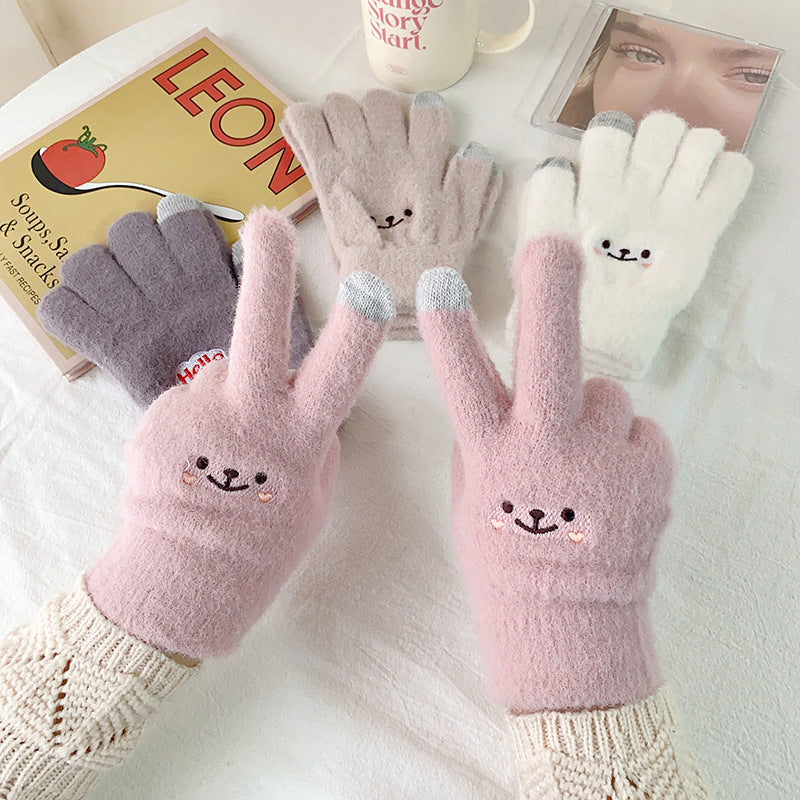 Plush Winter Warm Cute Female Cold Protection Fleece Gloves