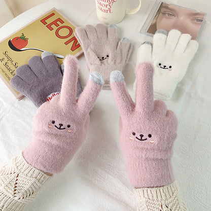 Plush Winter Warm Cute Female Cold Protection Fleece Gloves