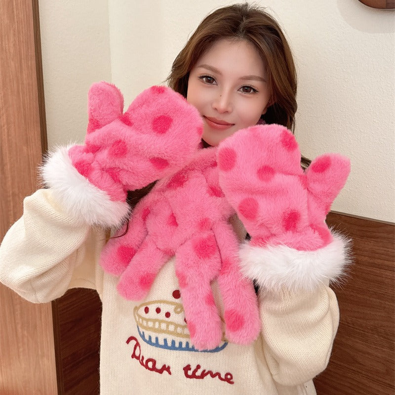 Imitation Rabbit Fur Mittens Plush Warm Gloves