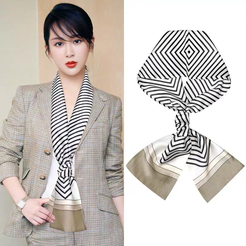 Women's Fashion Small Hair Band Shirt Matching Handy Scarfs