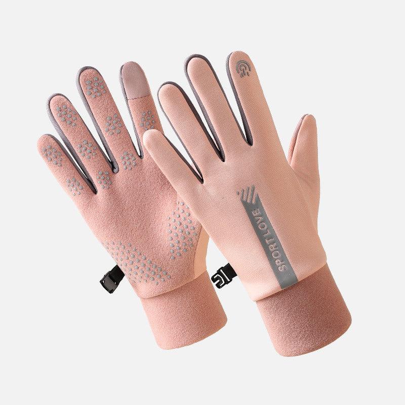 Women's & Men's Winter Fleece-lined Thermal Windproof Touch Screen Outdoor Cycling Gloves