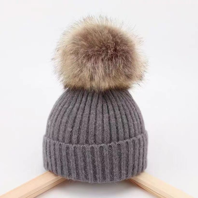 Trendy Boys Winter Big Fur Ball Kids' Headwear