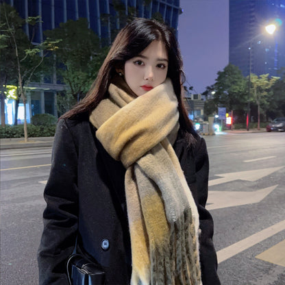 Black White Plaid Winter Warm Thickened Scarfs