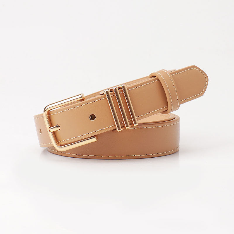 Women's Simple Casual Imitation Leather Pin Buckle Korean Style Belts