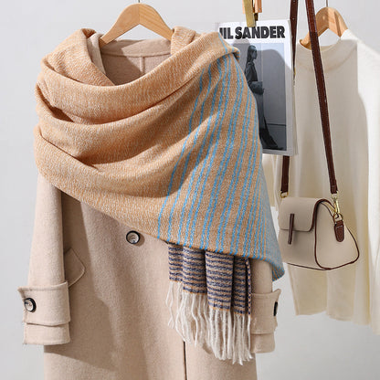 Women's Luxury Fashion Elegant Warm Vintage Stripe High-grade Scarfs