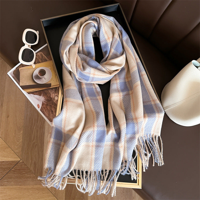 Style Plaid Winter Male Female Thickened Scarfs