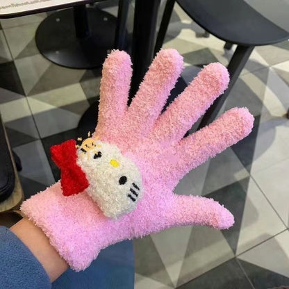 Cute Little Beaver Plush Coral Fleece Gloves