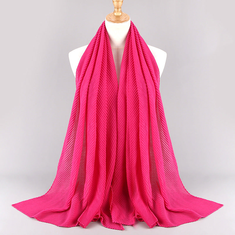 Women's Fashion Twill Crumpled Pleated Bag Headscarf Scarfs