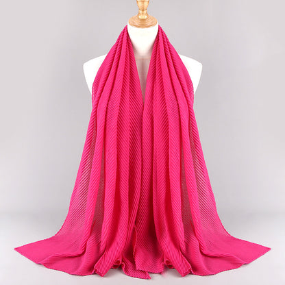 Women's Fashion Twill Crumpled Pleated Bag Headscarf Scarfs