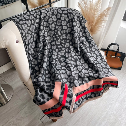 Women's Leopard Print Fashion Confident Long Thickened Warm Scarfs