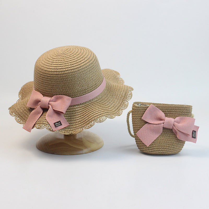 Children's Hat Straw Bow Sweet Cute Sun Kids' Headwear