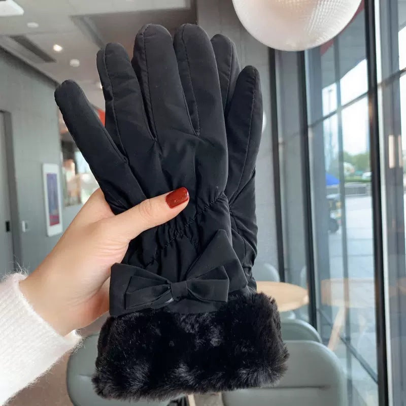 Women's For Winter Fleece-lined Thick Suede Touch Gloves