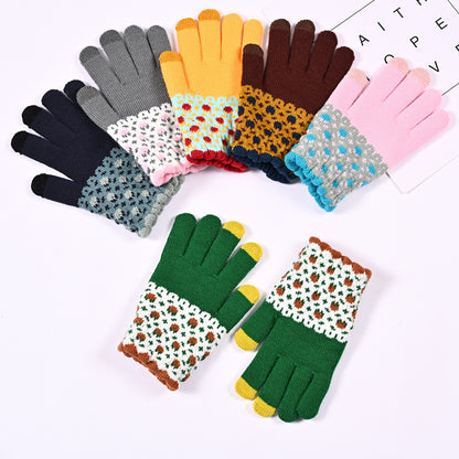 Women's & Men's Screen Winter Cute Pineapple Knitting Fleece Lined Gloves