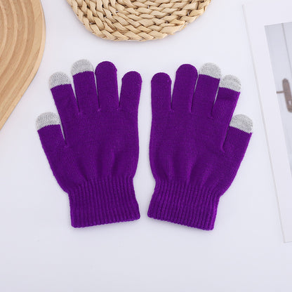 Touch Screen Candy Color Knitted Outdoor Office Gloves