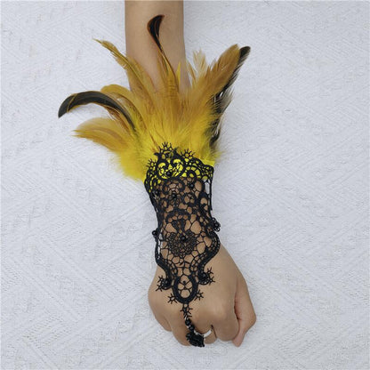 Punk Grace Feather Hook Finger Masquerade Gloves