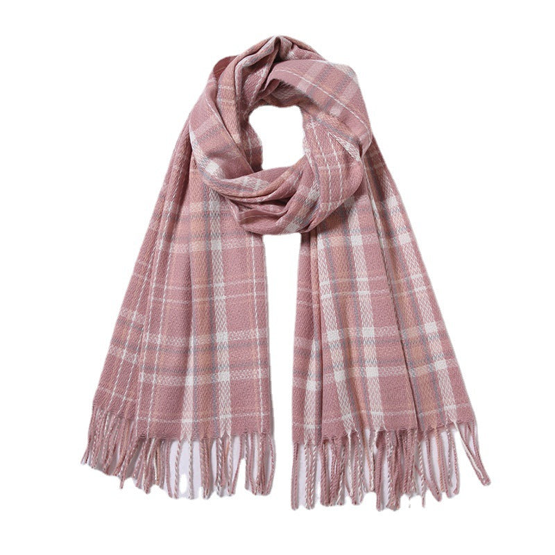 Winter Plaid Cashmere Warm Tassel Shawl Scarfs