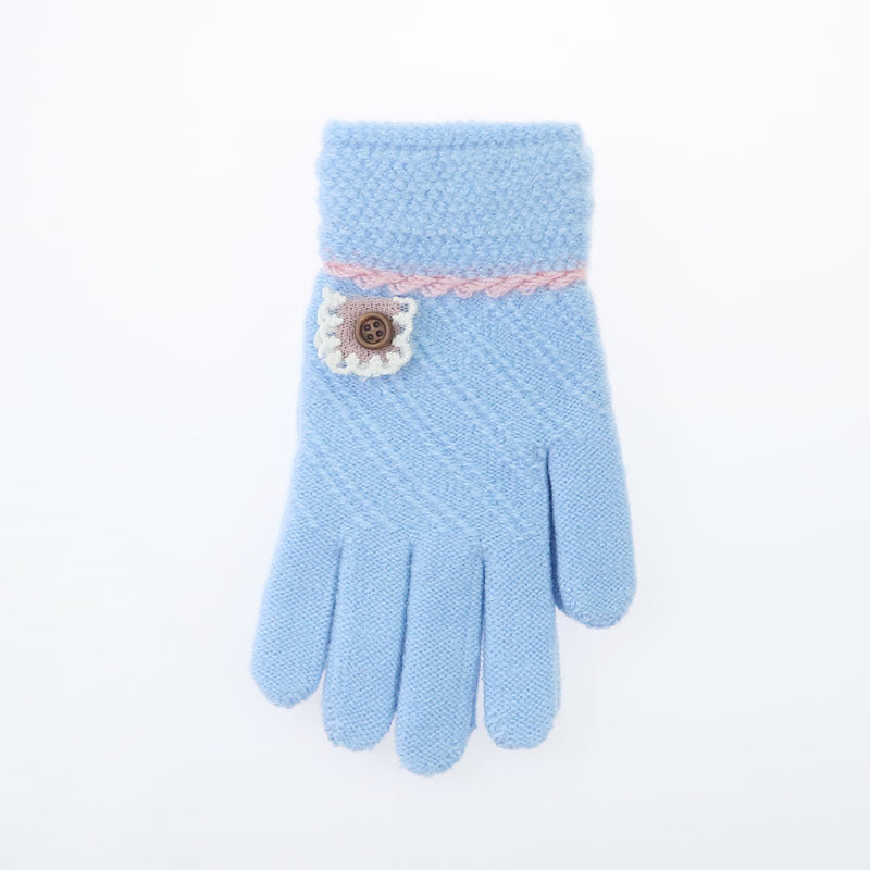 Women's & Children's Winter Jacquard Finger Outdoor Knitted Warm Gloves