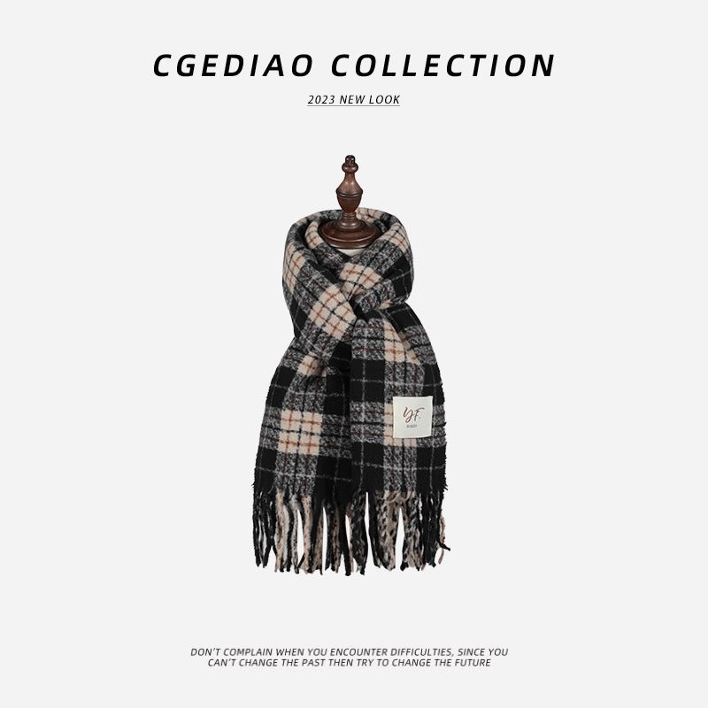 Women's Winter High-grade Korean Style Versatile Lattice Scarfs