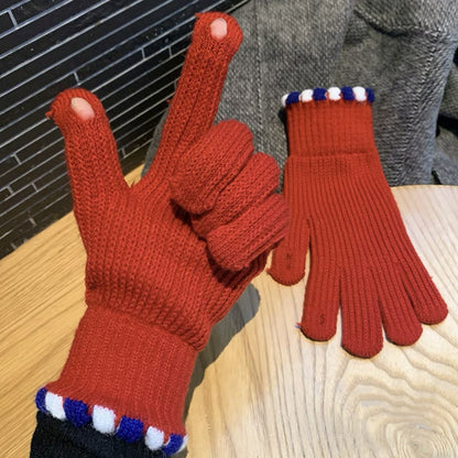 Women's Wool Knitted Solid Color Touch Screen Gloves