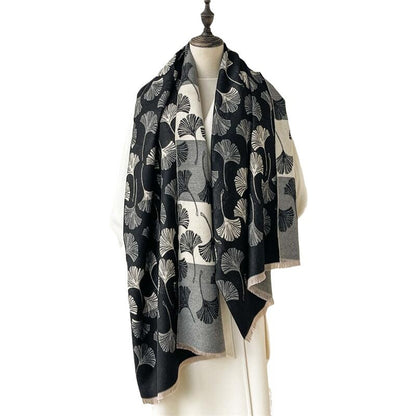 Women's Comfortable Artificial Cashmere Elegant Ginkgo Leaf Scarfs