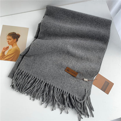 Women's Korean Style Fashion Labeling Solid Color Scarfs