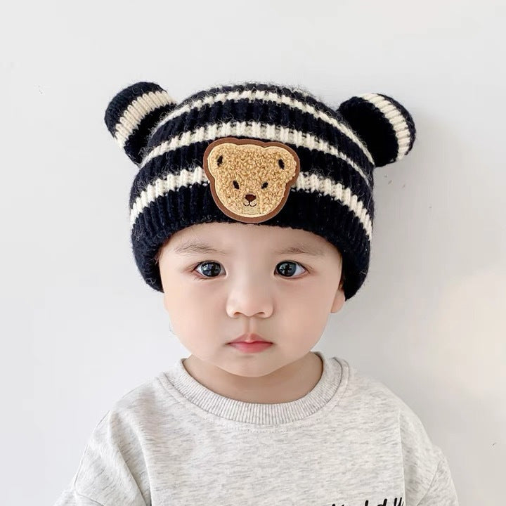 Hat Korean Style Striped Cute Bear Kids' Headwear