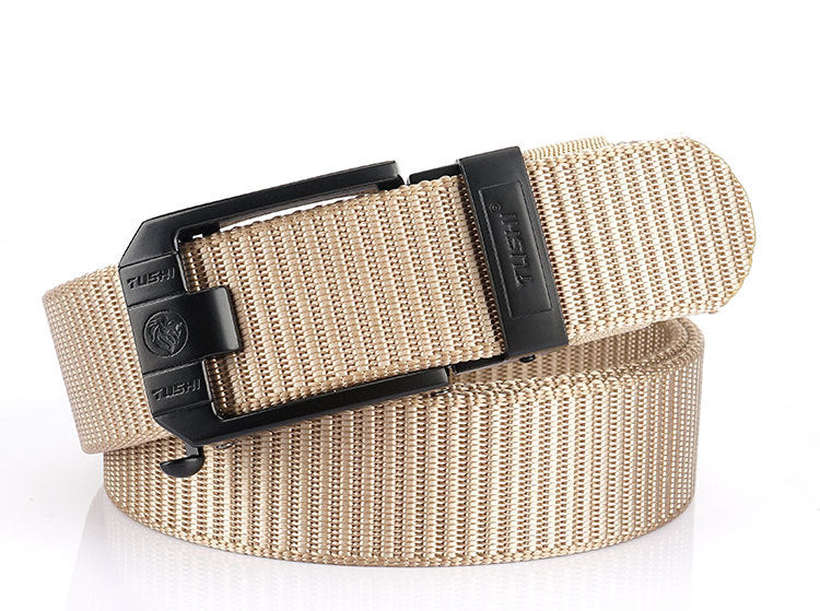 Toothless Automatic Buckle Woven Thick Nylon Canvas Belts