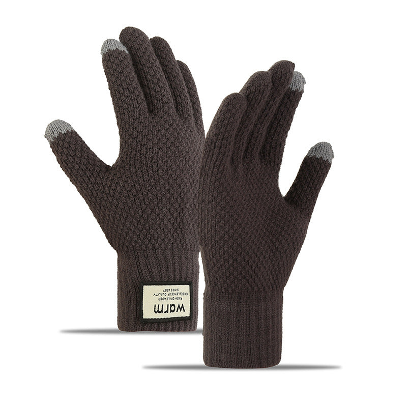 Men's Charging Heating Touch Screen Wool Fleece-lined Thickened Gloves