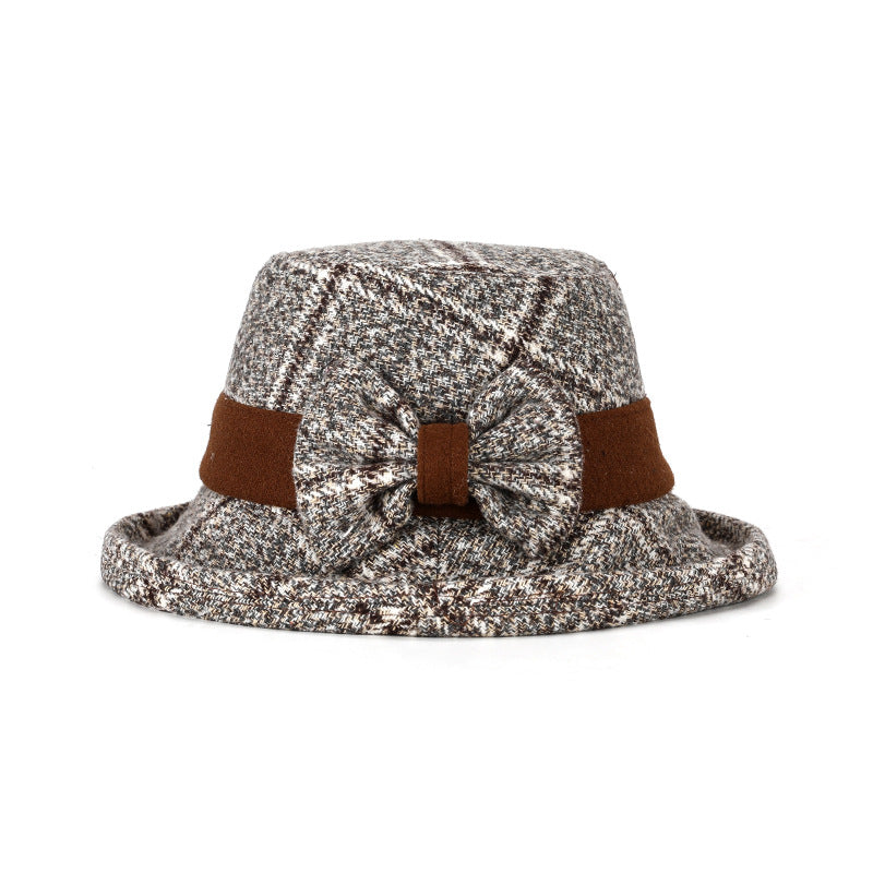 Women's Elegant Woolen Hat Mother Bucket Hats & Caps