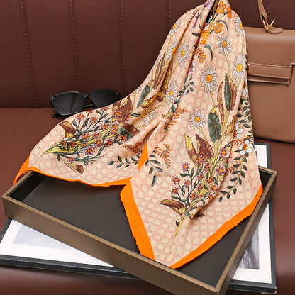 Women's Cotton Linen Square Korean Style Printed Fashion Sweet Tie Scarfs