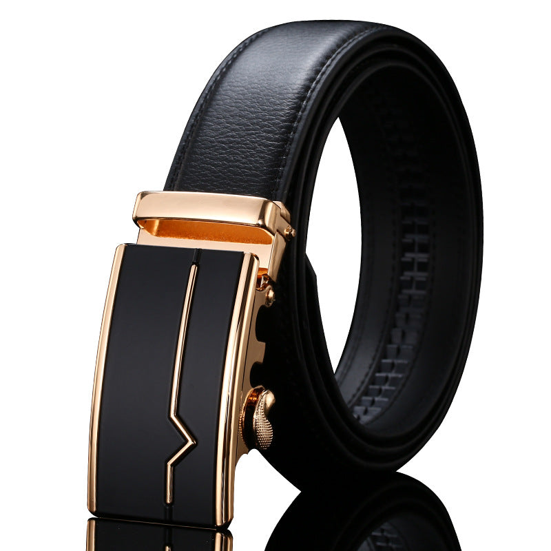 Men's Leather Automatic Buckle Cowhide Business Pant Belts