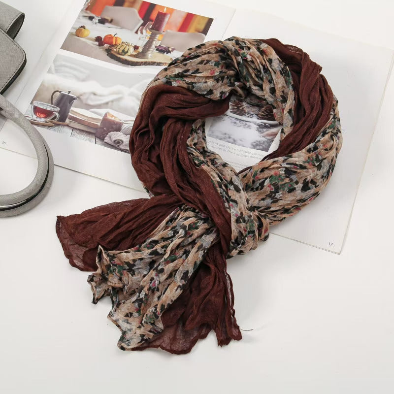 Women's Twist Pleated Simple Korean Floral Shawl Scarfs