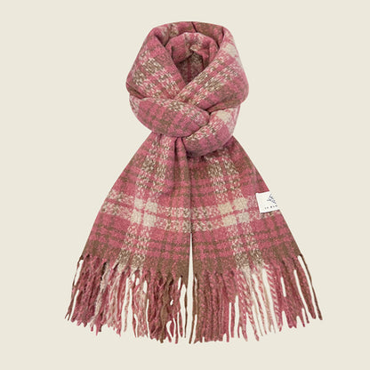 Women's Winter Warm High-grade Fashionable Blue Plaid Scarfs