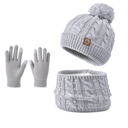 Children's Three-piece Set Earflaps Slipover Woolen Boys Outdoor Kids' Headwear