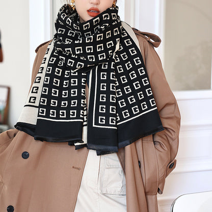 Geometric Pattern Artificial Cashmere Fashion Retro Scarfs