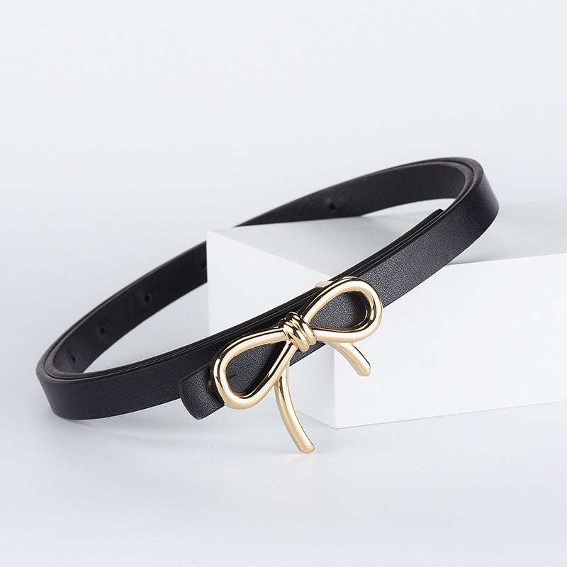 Women's Bow Decorative Leather High-grade Thin Clothing Belts