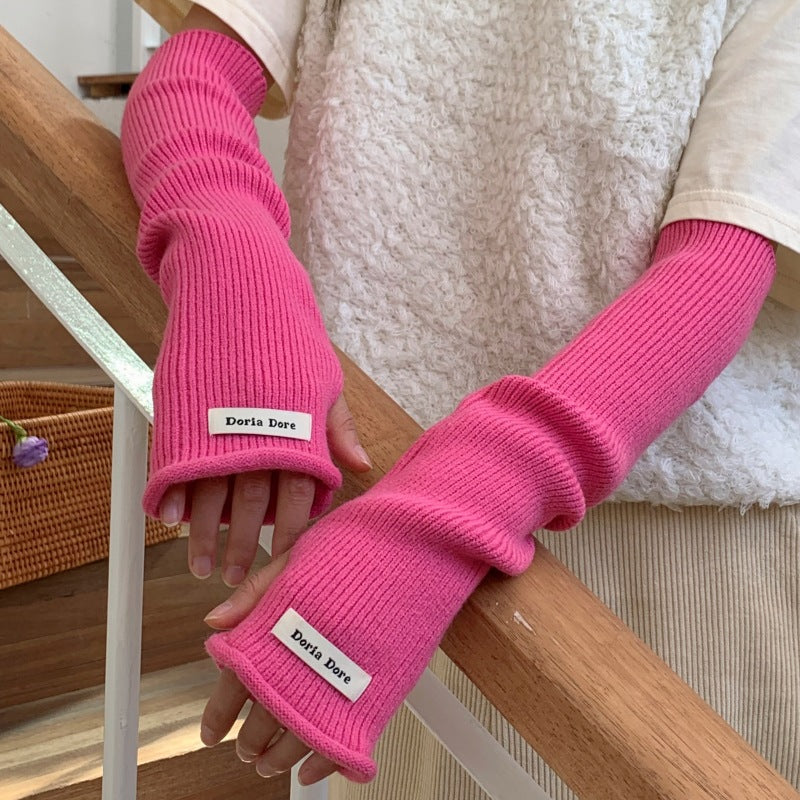 Women's Arm Sleeve Warm Protection Long Knitted Sweater Gloves