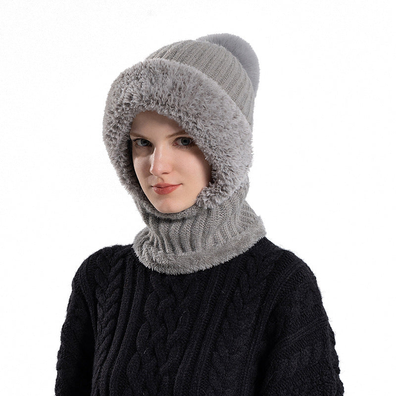 Women's Knitted Hat Mask One-piece Winter Windproof Hats & Caps