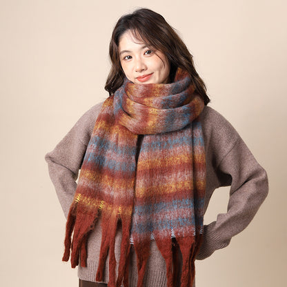 Women's Plaid Korean Thickened British Shawl High-grade Scarfs